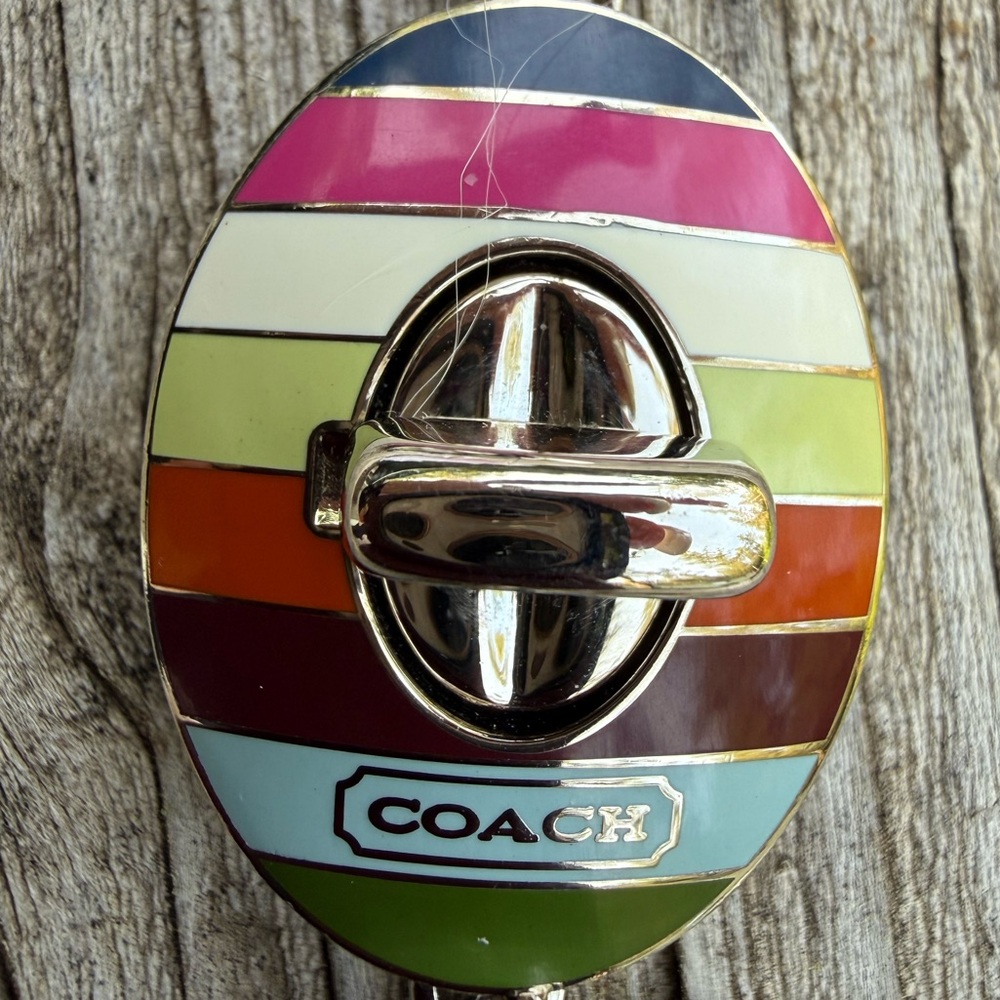 ❤️ COACH LEGACY STRIPE TURLOCK VALET KEYCHAIN